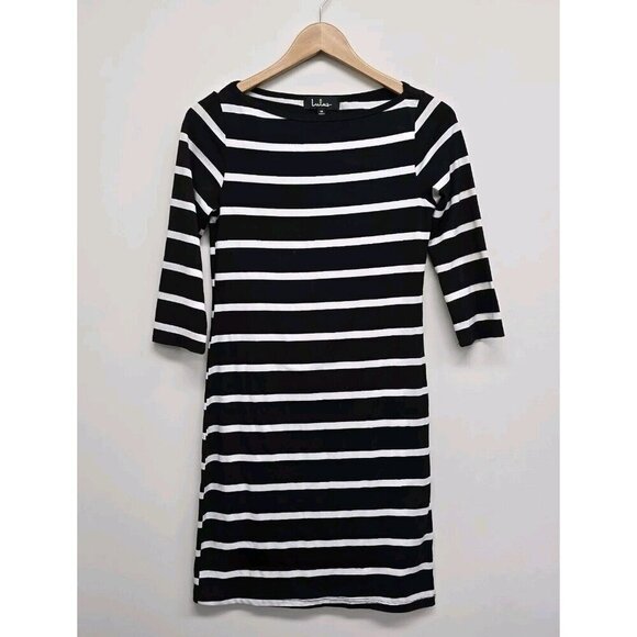 Lulus Dresses & Skirts - Lulus Heir Lines Striped Bodycon Dress Black White Casual Dress Women's Size M